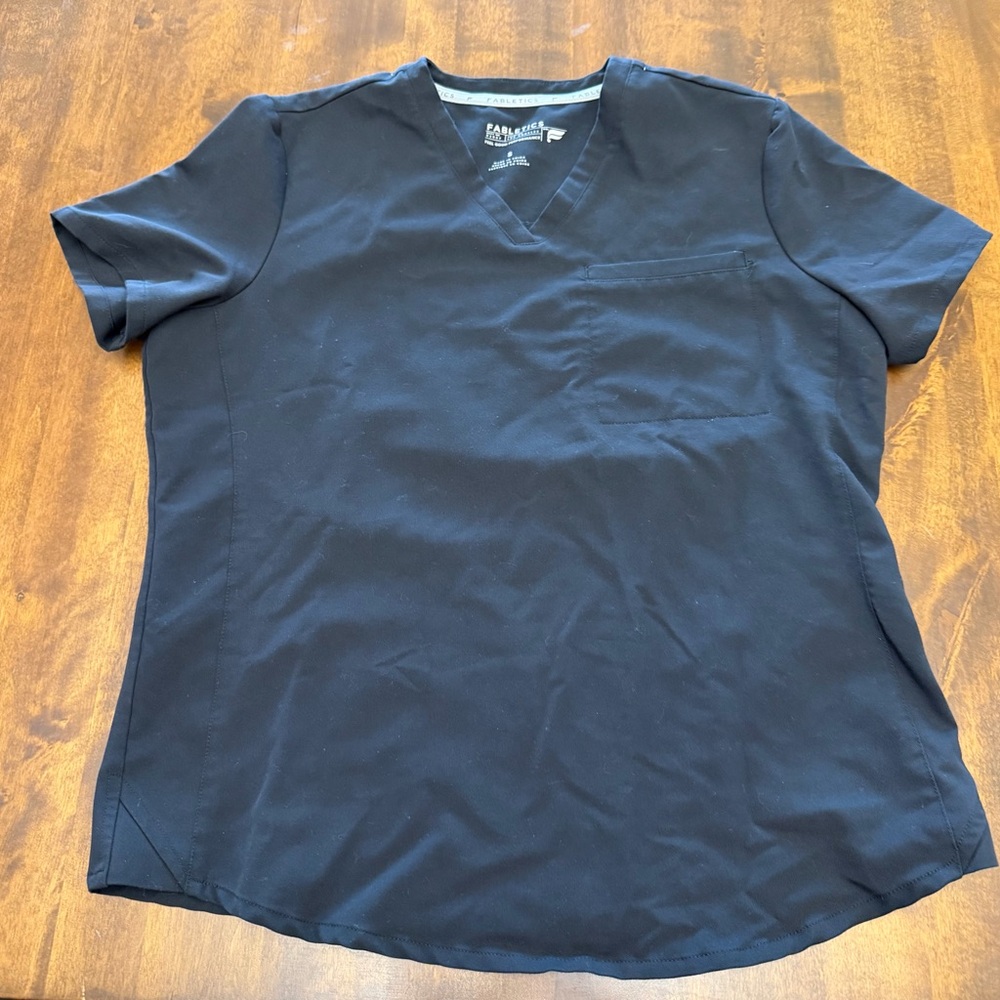 Women’s Fabletics Scrub Top Uniform Black Small One Pocket